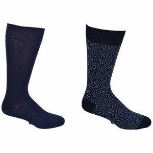 Pin Dot and Solid Pattern Combed Cotton 2 Pair Pack Socks