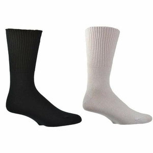 Health Diabetic Wide Calf Cotton Crew Men's Socks 2 pair pack