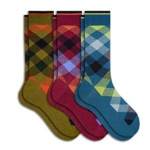 3 Pair Pack Men's Dress Casual Combed Cotton Crew Argyle Socks