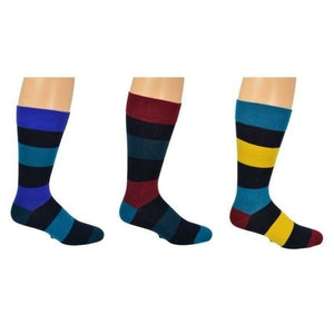 3 Pr. Pack Socks Combed Cotton Colorful Striped Patterned Men's