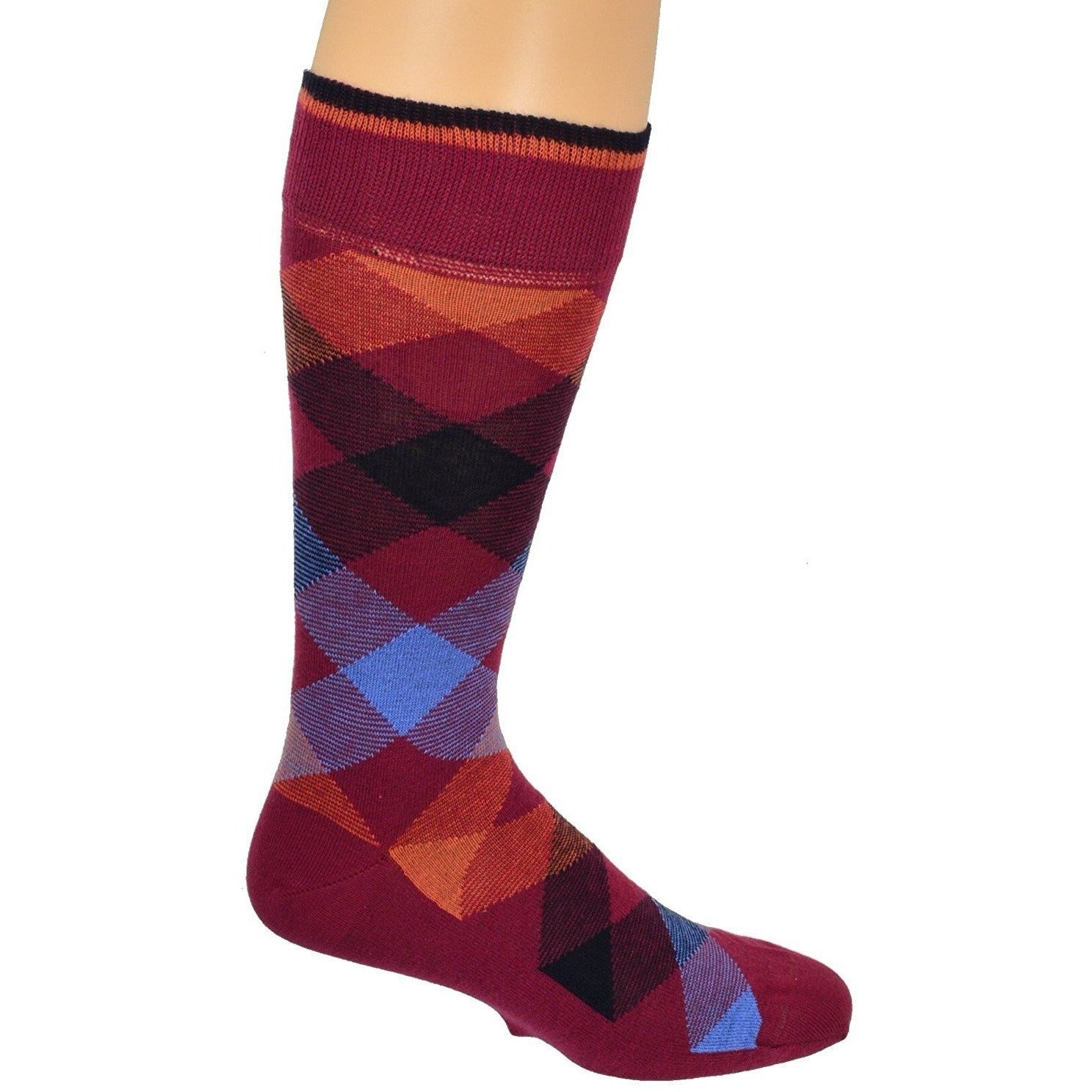 3 Pair Pack Men's Dress Casual Combed Cotton Crew Argyle Socks