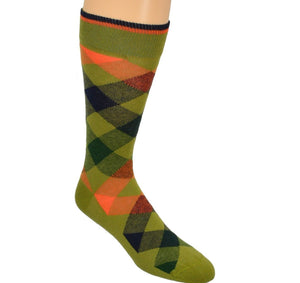 3 Pair Pack Men's Dress Casual Combed Cotton Crew Argyle Socks