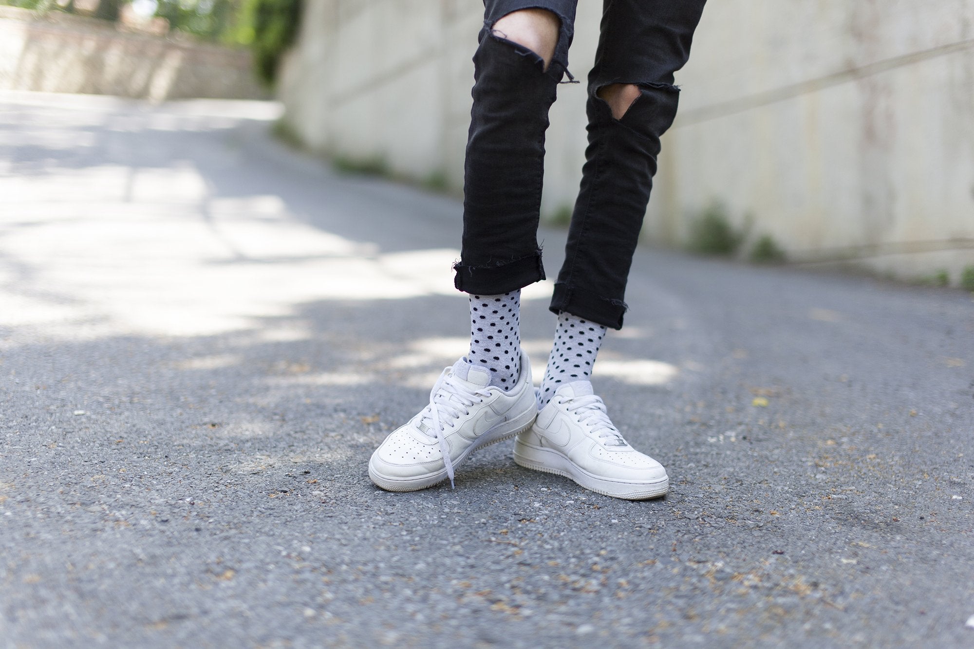 Men's Solid Grey Dot Socks