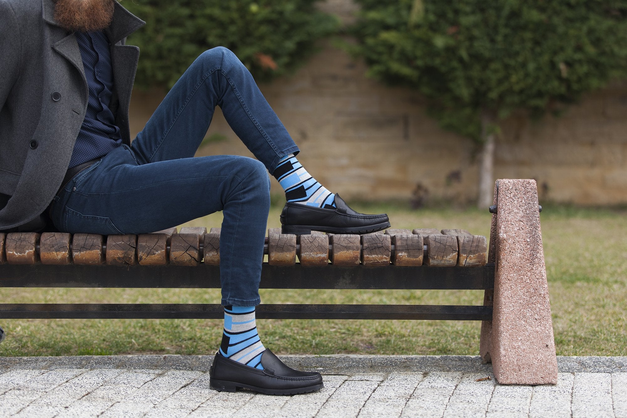 Men's Blue Patterned Socks