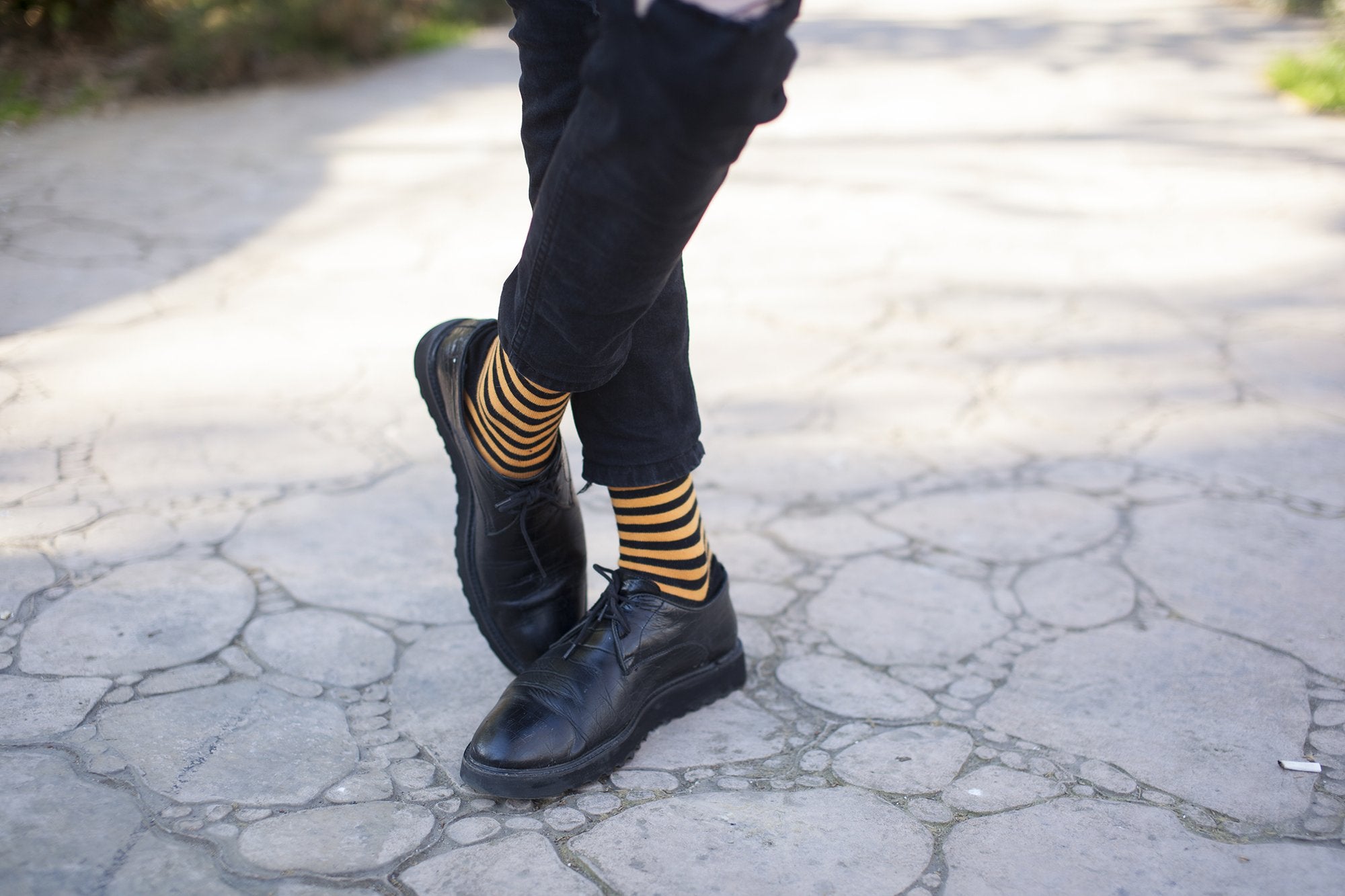 Men's Solid Tangerine Stripe Socks