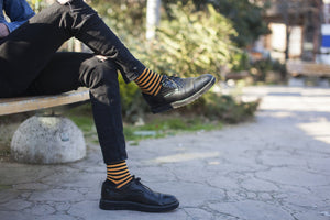 Men's Solid Tangerine Stripe Socks