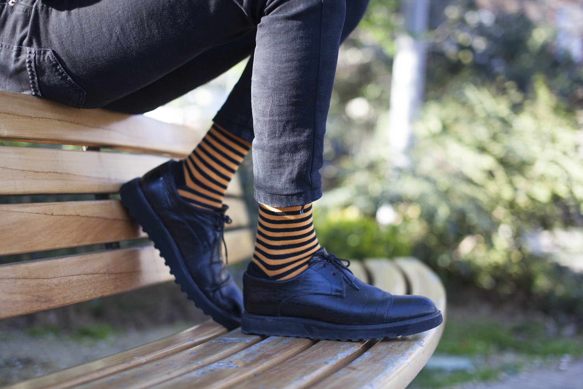Men's Solid Tangerine Stripe Socks