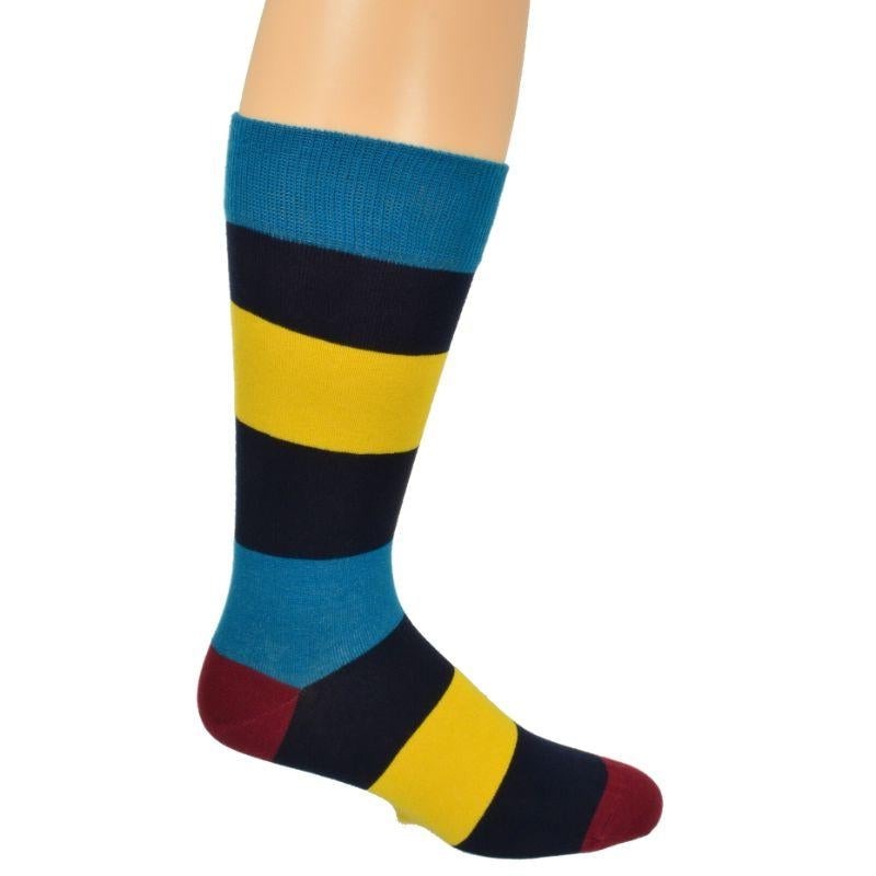 3 Pr. Pack Socks Combed Cotton Colorful Striped Patterned Men's