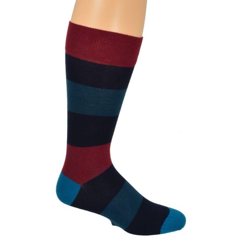3 Pr. Pack Socks Combed Cotton Colorful Striped Patterned Men's