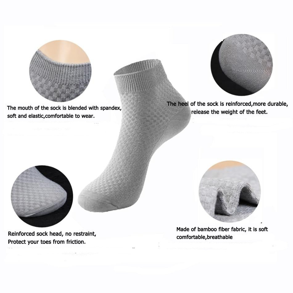 10 Pairs Pack Bamboo Fiber Crew Men's Socks