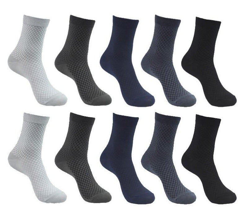 10 Pairs Pack Bamboo Fiber Crew Men's Socks