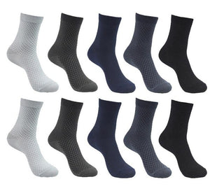 10 Pairs Pack Bamboo Fiber Crew Men's Socks