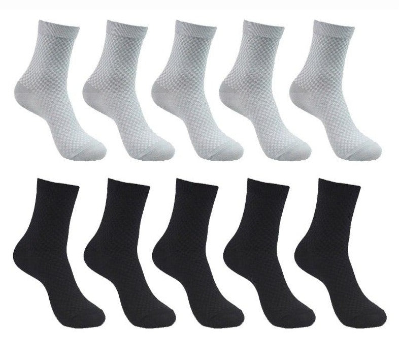 10 Pairs Pack Bamboo Fiber Crew Men's Socks
