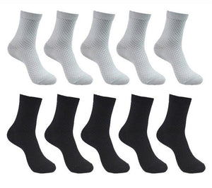10 Pairs Pack Bamboo Fiber Crew Men's Socks