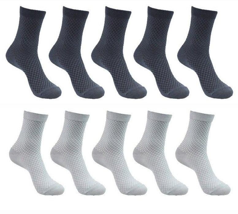 10 Pairs Pack Bamboo Fiber Crew Men's Socks