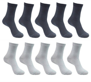 10 Pairs Pack Bamboo Fiber Crew Men's Socks