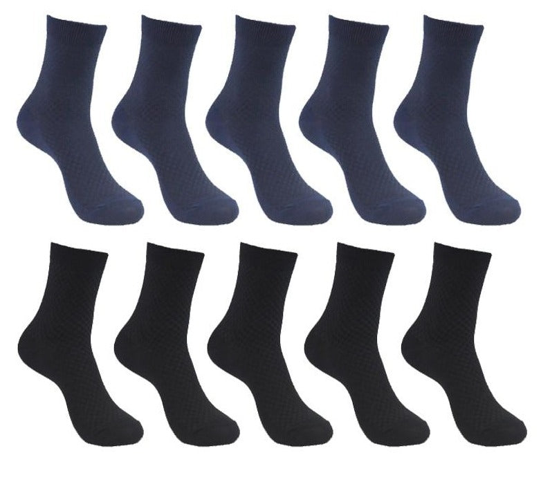 10 Pairs Pack Bamboo Fiber Crew Men's Socks