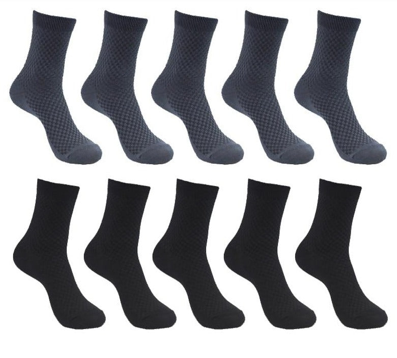 10 Pairs Pack Bamboo Fiber Crew Men's Socks
