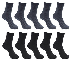 10 Pairs Pack Bamboo Fiber Crew Men's Socks