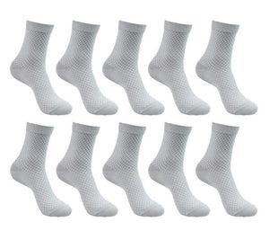 10 Pairs Pack Bamboo Fiber Crew Men's Socks