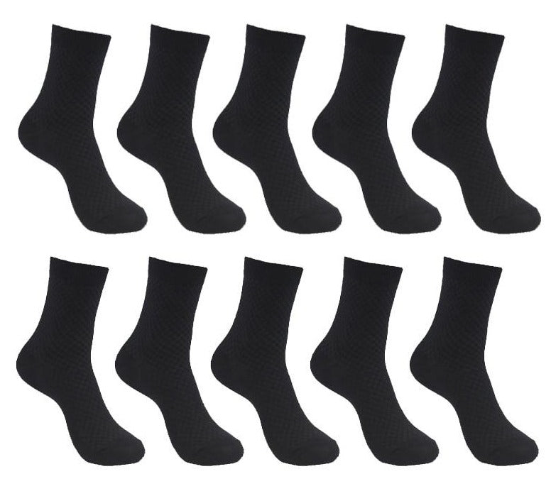 10 Pairs Pack Bamboo Fiber Crew Men's Socks