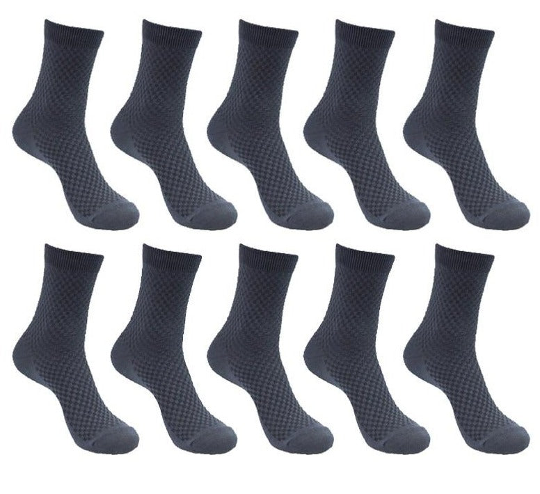 10 Pairs Pack Bamboo Fiber Crew Men's Socks