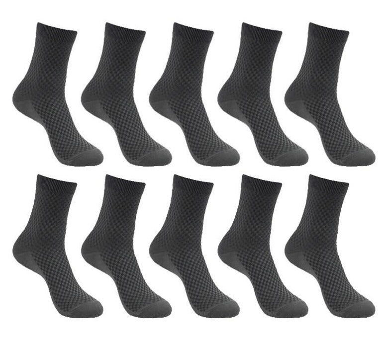 10 Pairs Pack Bamboo Fiber Crew Men's Socks