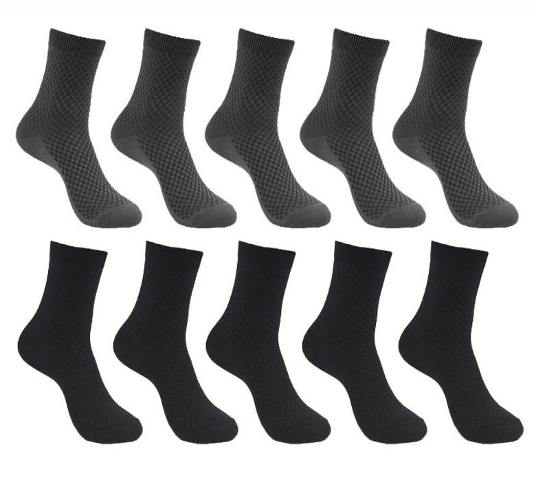 10 Pairs Pack Bamboo Fiber Crew Men's Socks