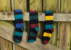 3 Pr. Pack Socks Combed Cotton Colorful Striped Patterned Men's
