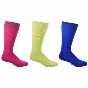 3 Pair Pack Solid Colorful Vibrant Cotton Crew Socks