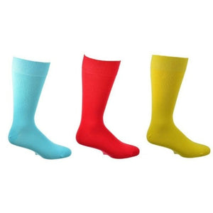 3 Pair Pack Solid Colorful Vibrant Cotton Crew Socks