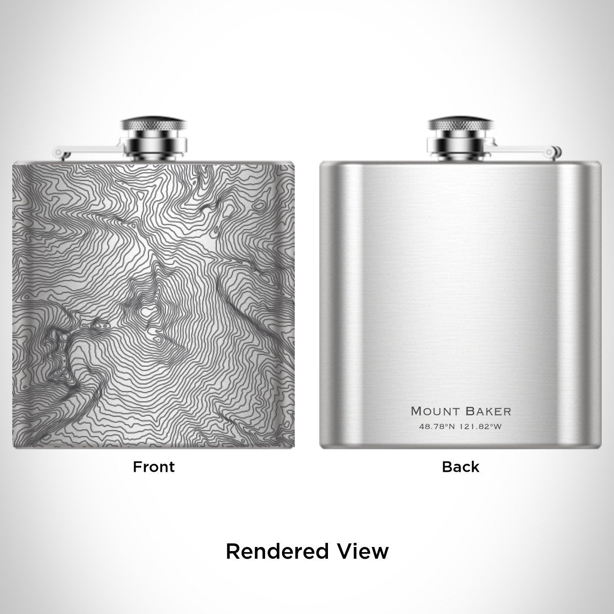 Mount Baker - Washington Engraved Topographic Map Hip Flask