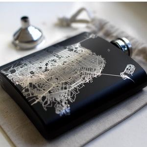 Napa Valley - California Engraved Topographic Map Hip Flask in Matte