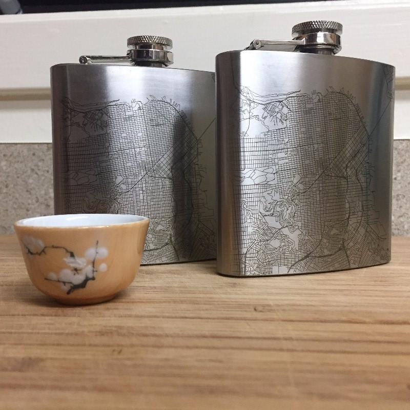 Winnetka - Illinois Engraved Map Hip Flask