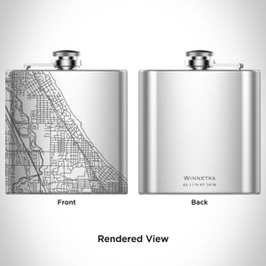 Winnetka - Illinois Engraved Map Hip Flask