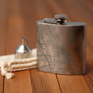 Winnetka - Illinois Engraved Map Hip Flask